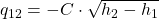 q_{12}=-C \cdot \sqrt{h_2-h_1}